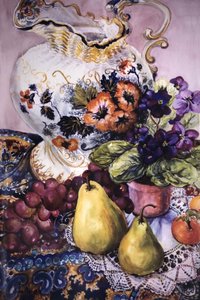 Viole Africane con Brocca Vittoriana e Pere